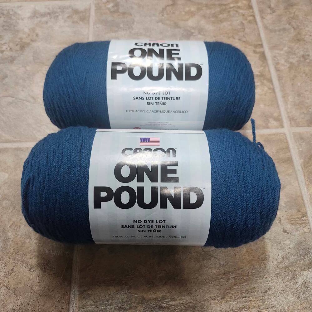 Caron One Pound Ocean Blue Acrylic Yarn 2 Skeins 32oz 1624yds #4 Worsted Lot